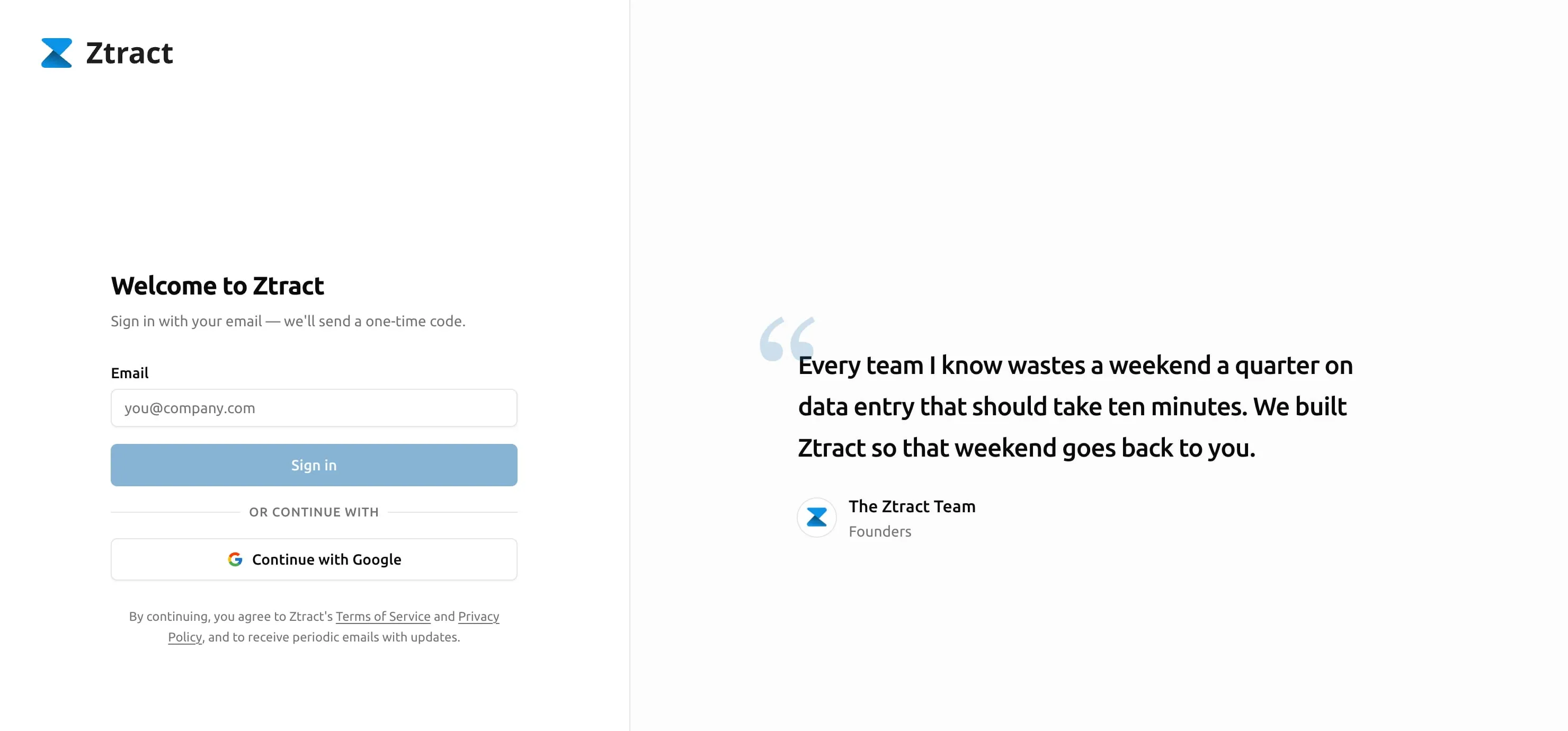 Create Ztract Account